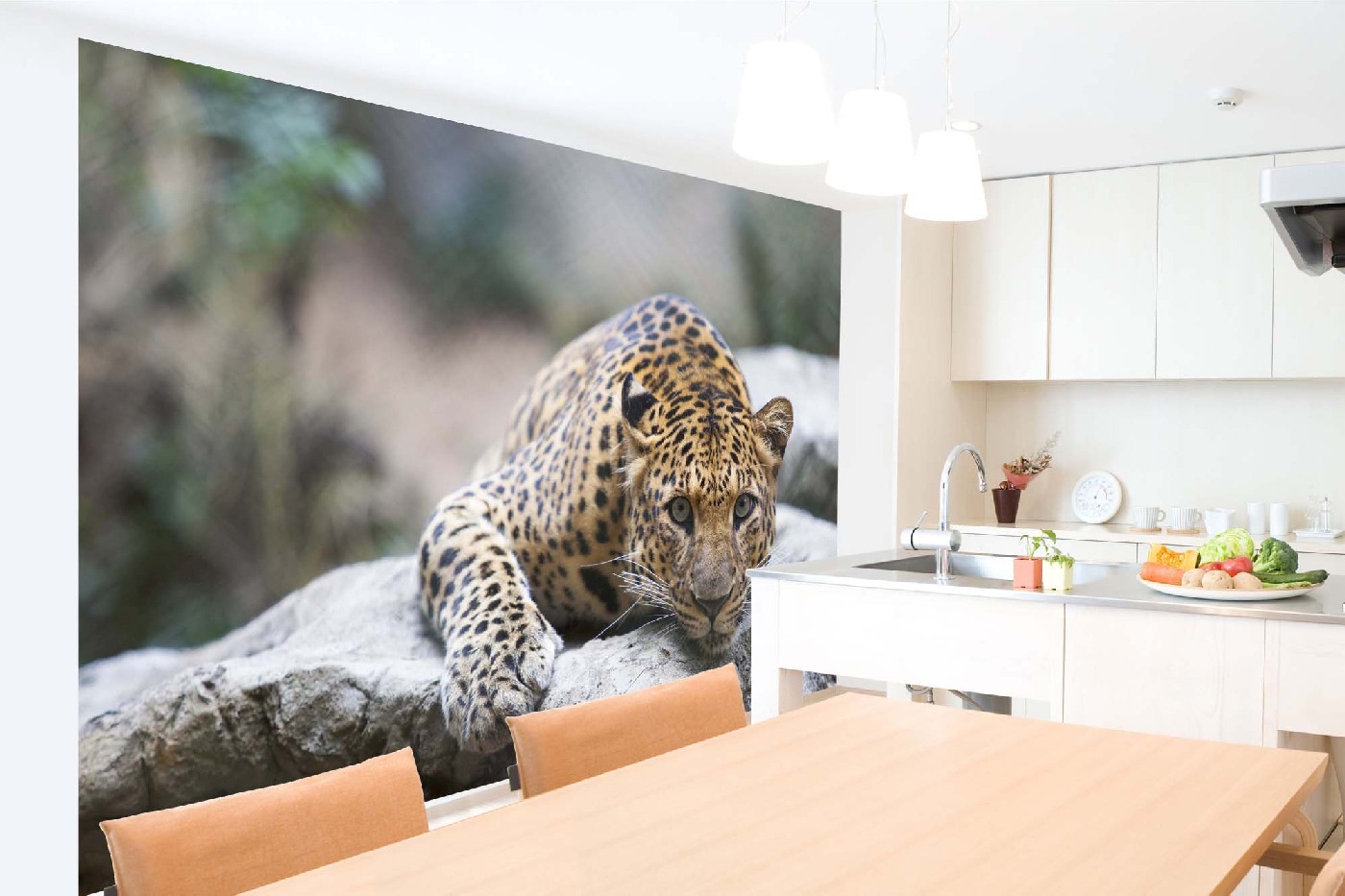 Samolepicí vliesová fototapeta Leopard na skále 375 x 250 cm
