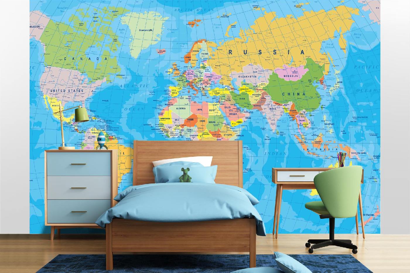 Samolepicí vliesová fototapeta Mapa světa na glóbu 375 x 250 cm