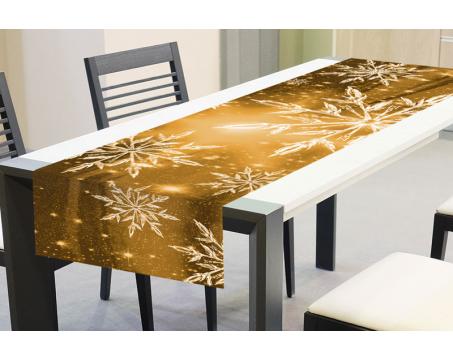 Ubrusy - Běhoun na stůl Sněhové vločky 40 x 140 cm zlatý