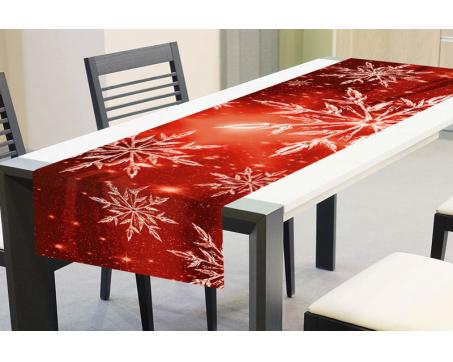 Ubrusy - Běhoun na stůl Sněhové vločky 40 x 140 cm červený