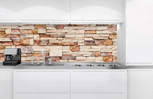 Dibond za kuchyňskou linku Kamenná zeď - 180x60 cm + LEPIDLO ZDARMA