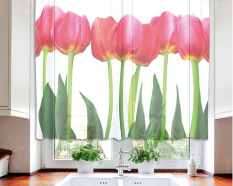 Hotové záclony DIMEX - kusová záclona Tulipány 140 x 120 cm