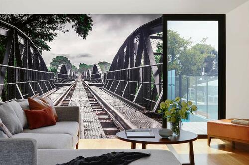 Samolepicí vliesová fototapeta Kovový most River Kwai 375 x 250 cm
