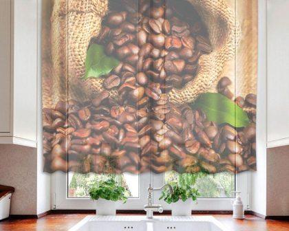 hotová záclona kávová zrna - kusová záclona DIMEX