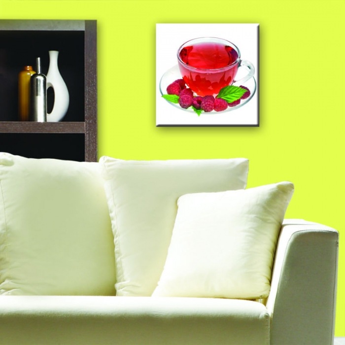 Obraz na skle - Šálek malinového čaje 30 x 30 cm