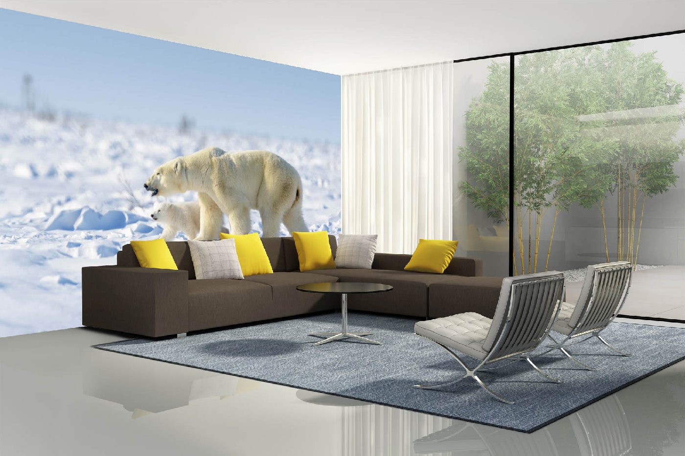 Samolepicí vliesová fototapeta Rodina ledních medvědů 375 x 250 cm
