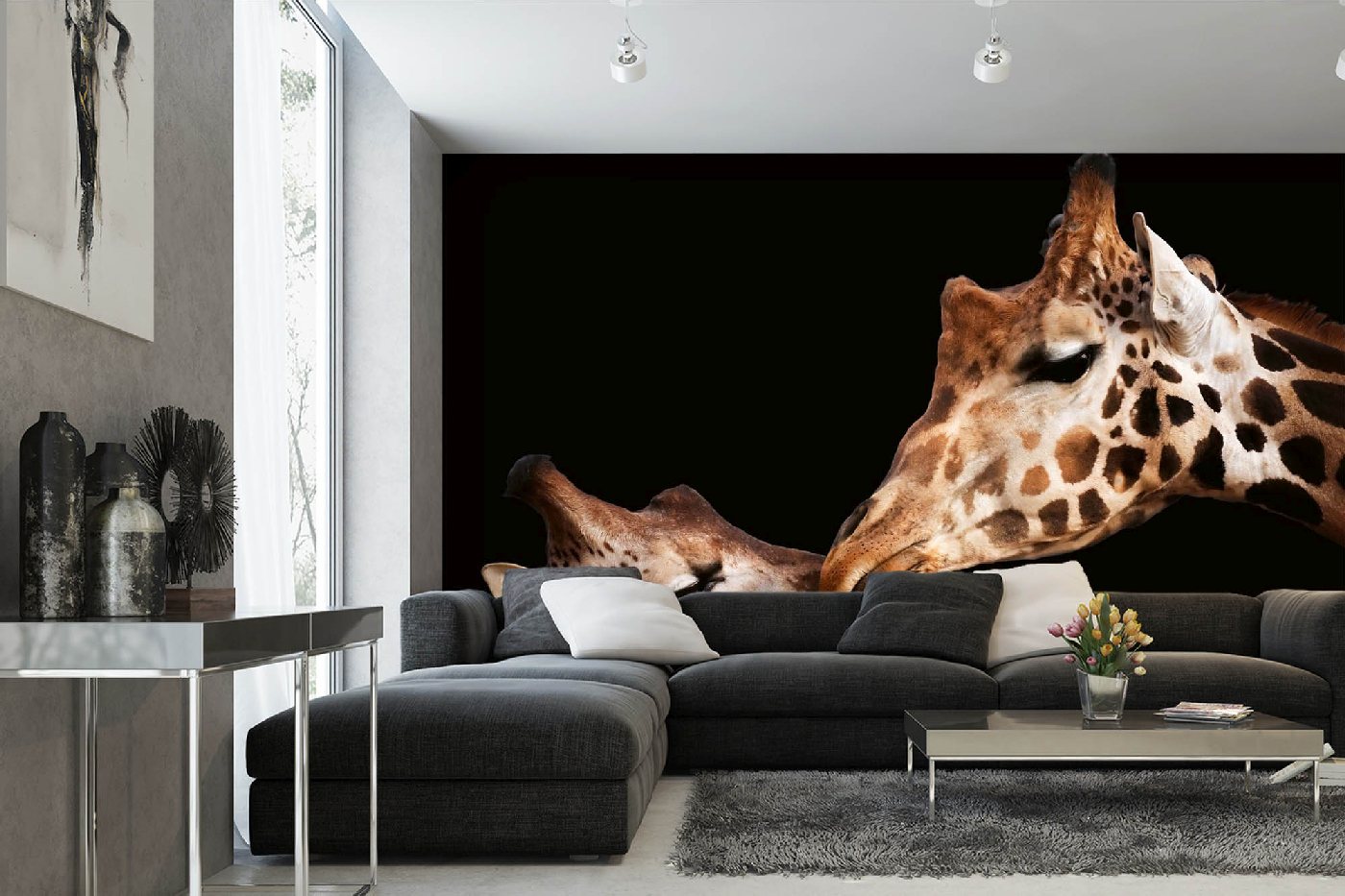 Samolepicí vliesová fototapeta Žirafí láska 375 x 250 cm