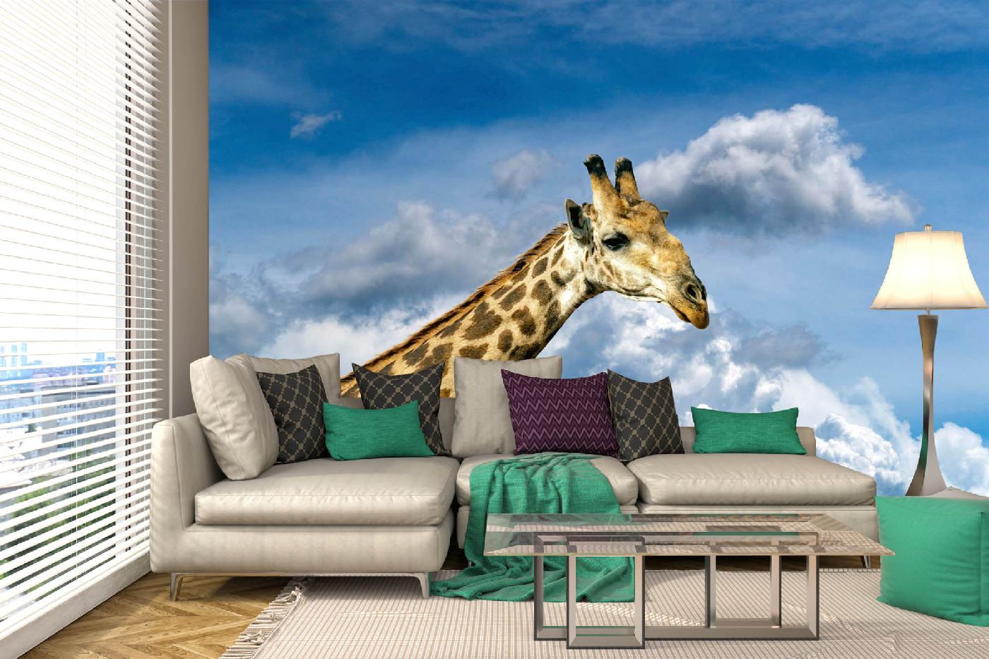 Samolepicí vliesová fototapeta Žirafa 375 x 250 cm
