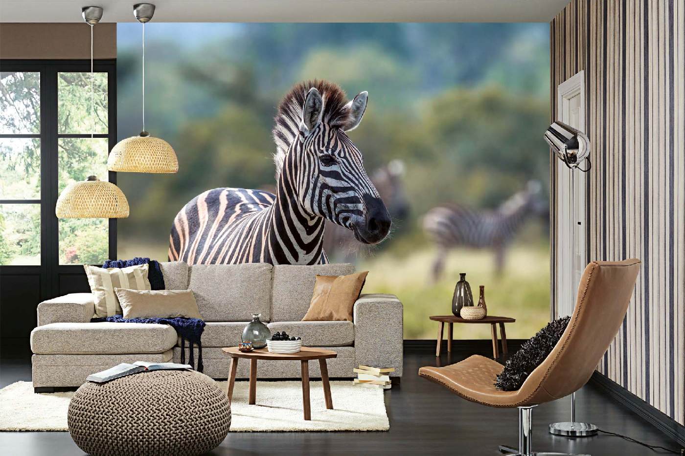 Samolepicí vliesová fototapeta Zebra stepní 375 x 250 cm