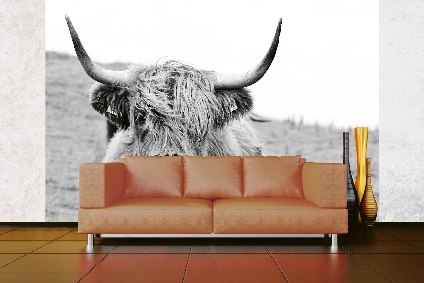 Samolepicí vliesová fototapeta Skotská kráva  375 x 250 cm