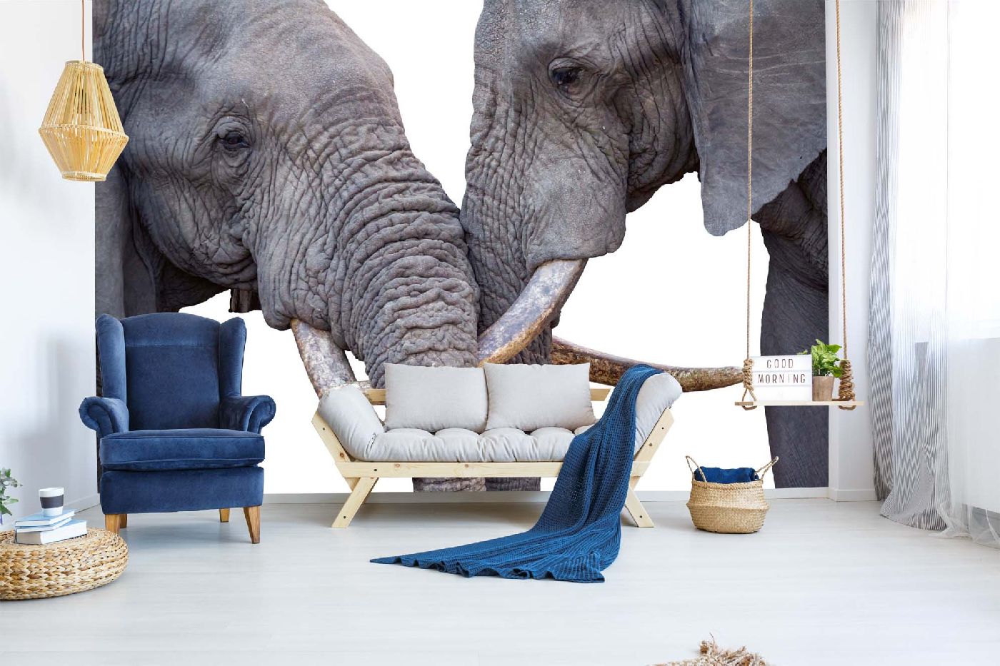 Samolepicí vliesová fototapeta Zamilovaní sloni 375 x 250 cm