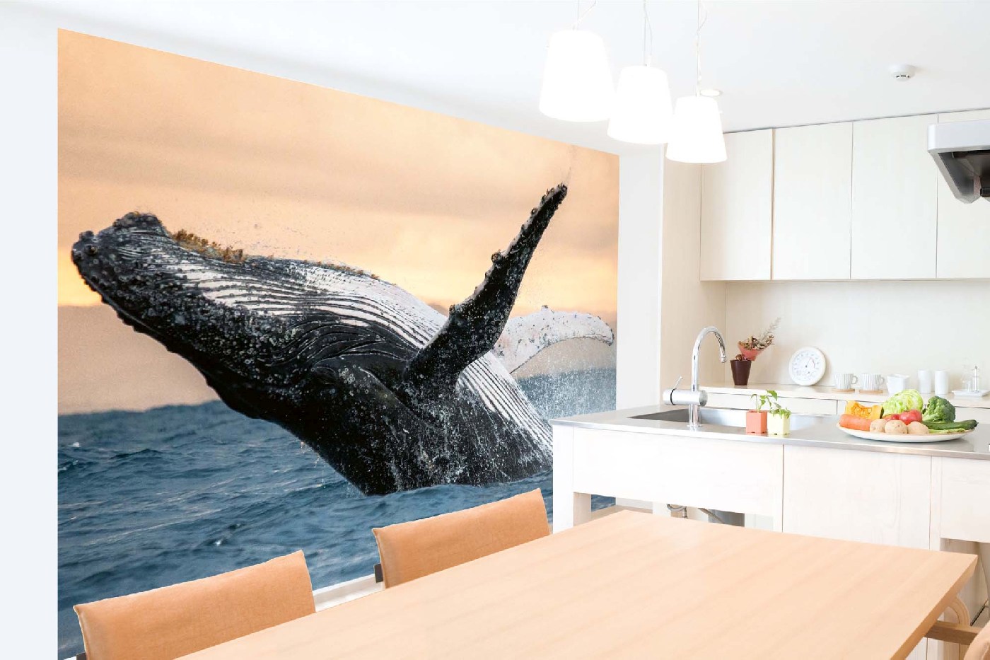 Samolepicí vliesová fototapeta Skákání velryby 375 x 250 cm