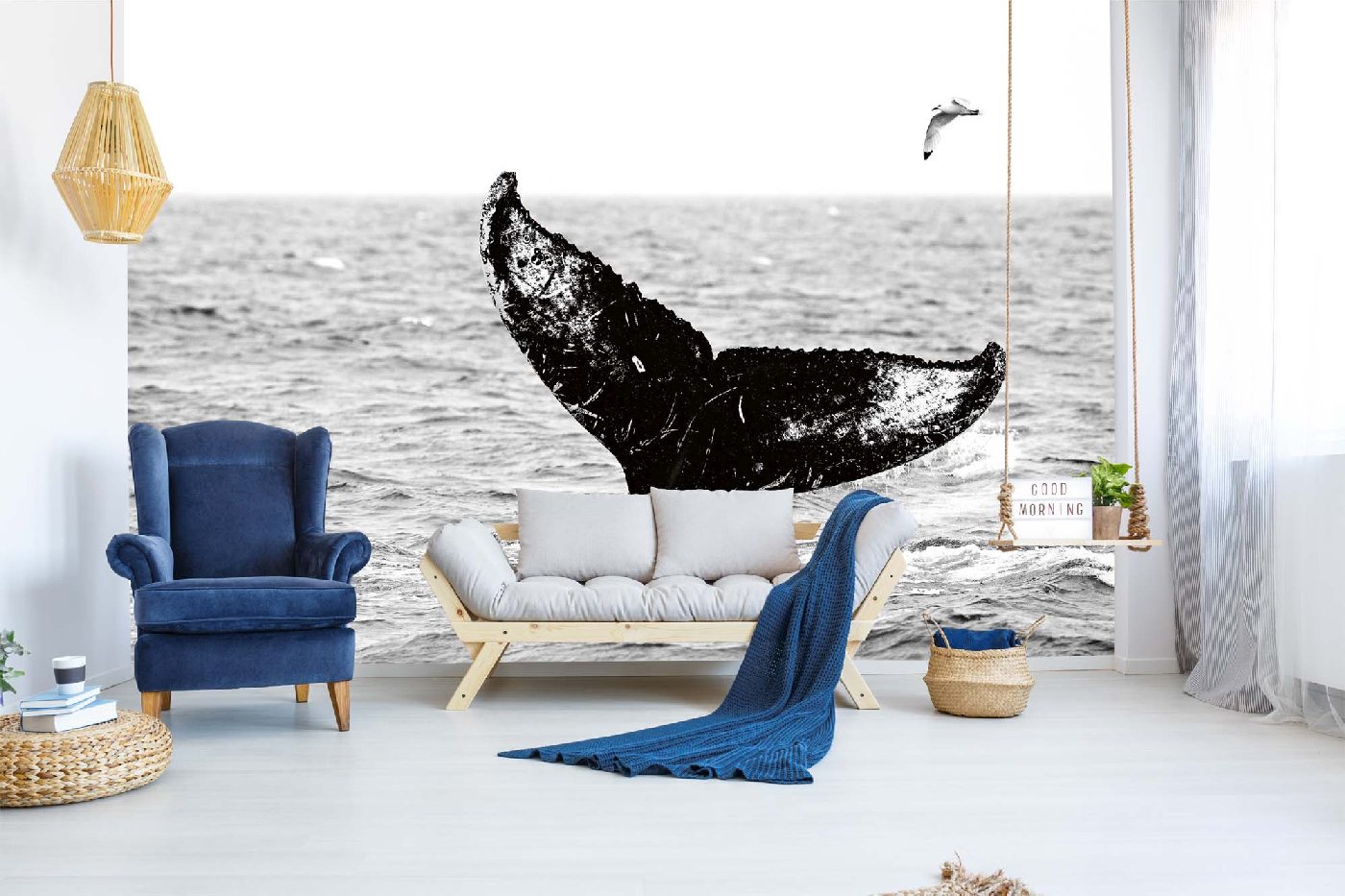 Samolepicí vliesová fototapeta Velryba v moři 375 x 250 cm
