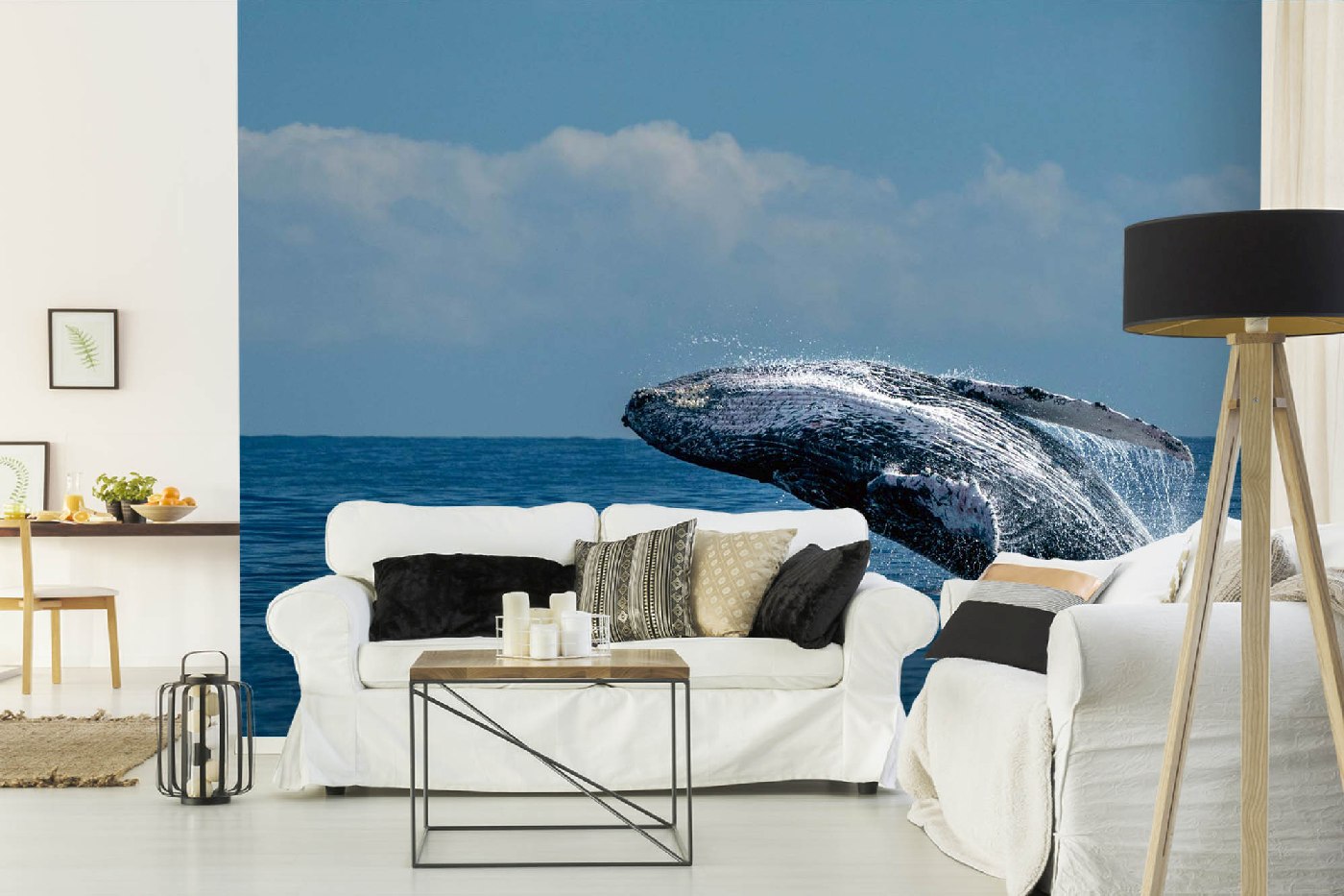 Samolepicí vliesová fototapeta Skok velryby 375 x 250 cm
