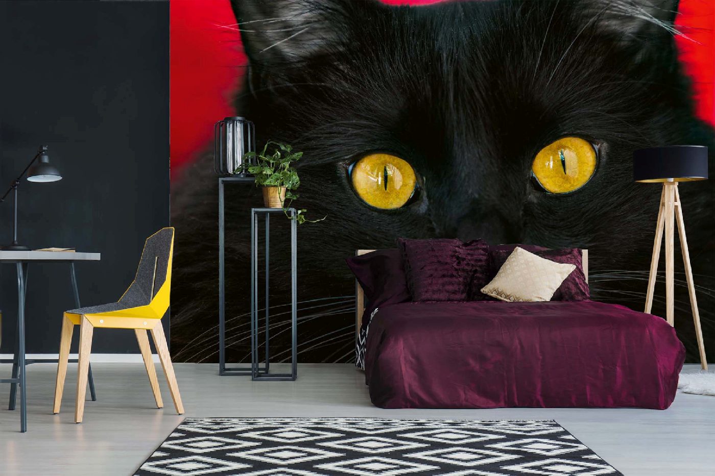 Samolepicí vliesová fototapeta Černá kočka 375 x 250 cm