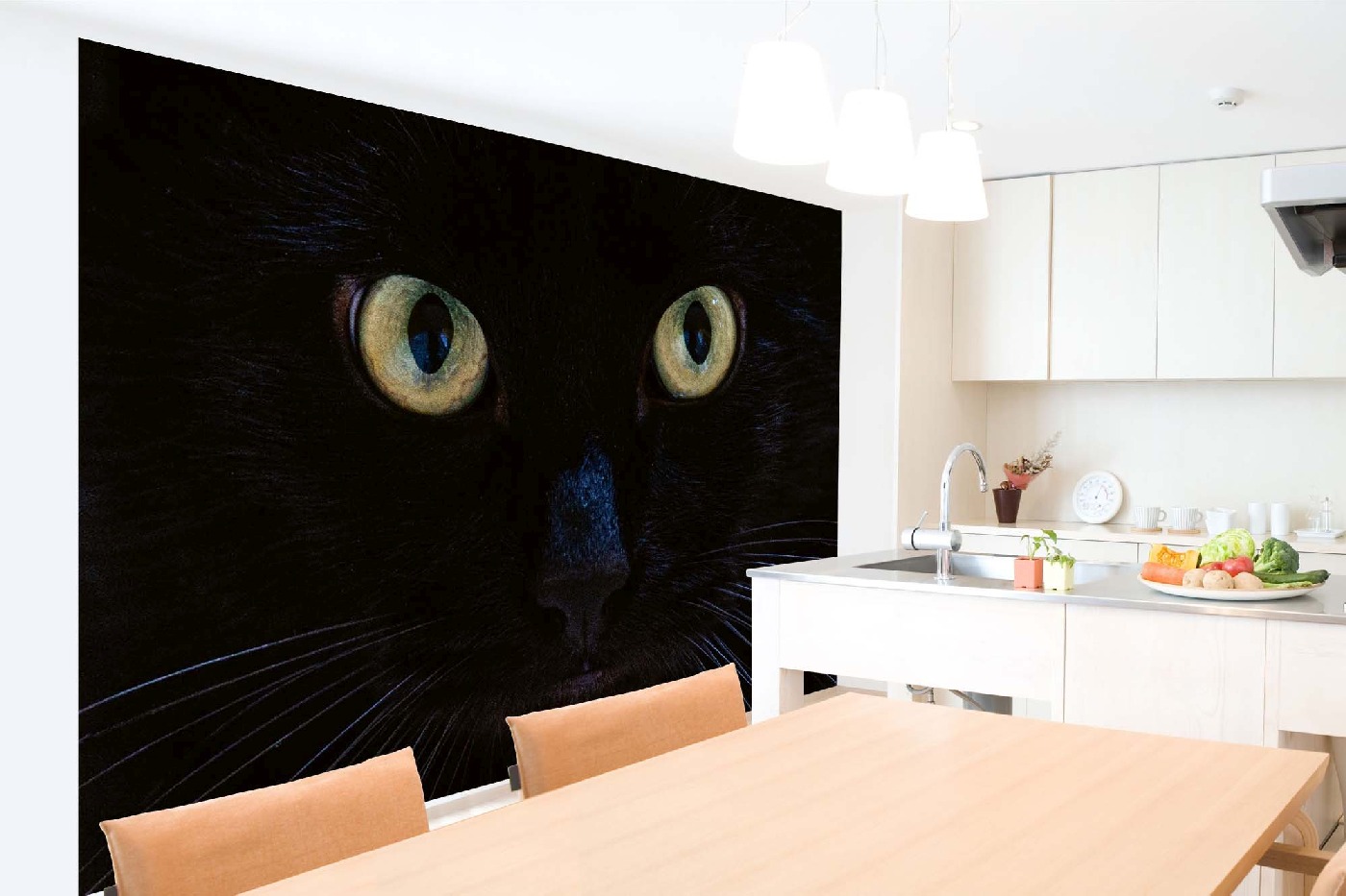 Samolepicí vliesová fototapeta Pohled černé kočky 375 x 250 cm