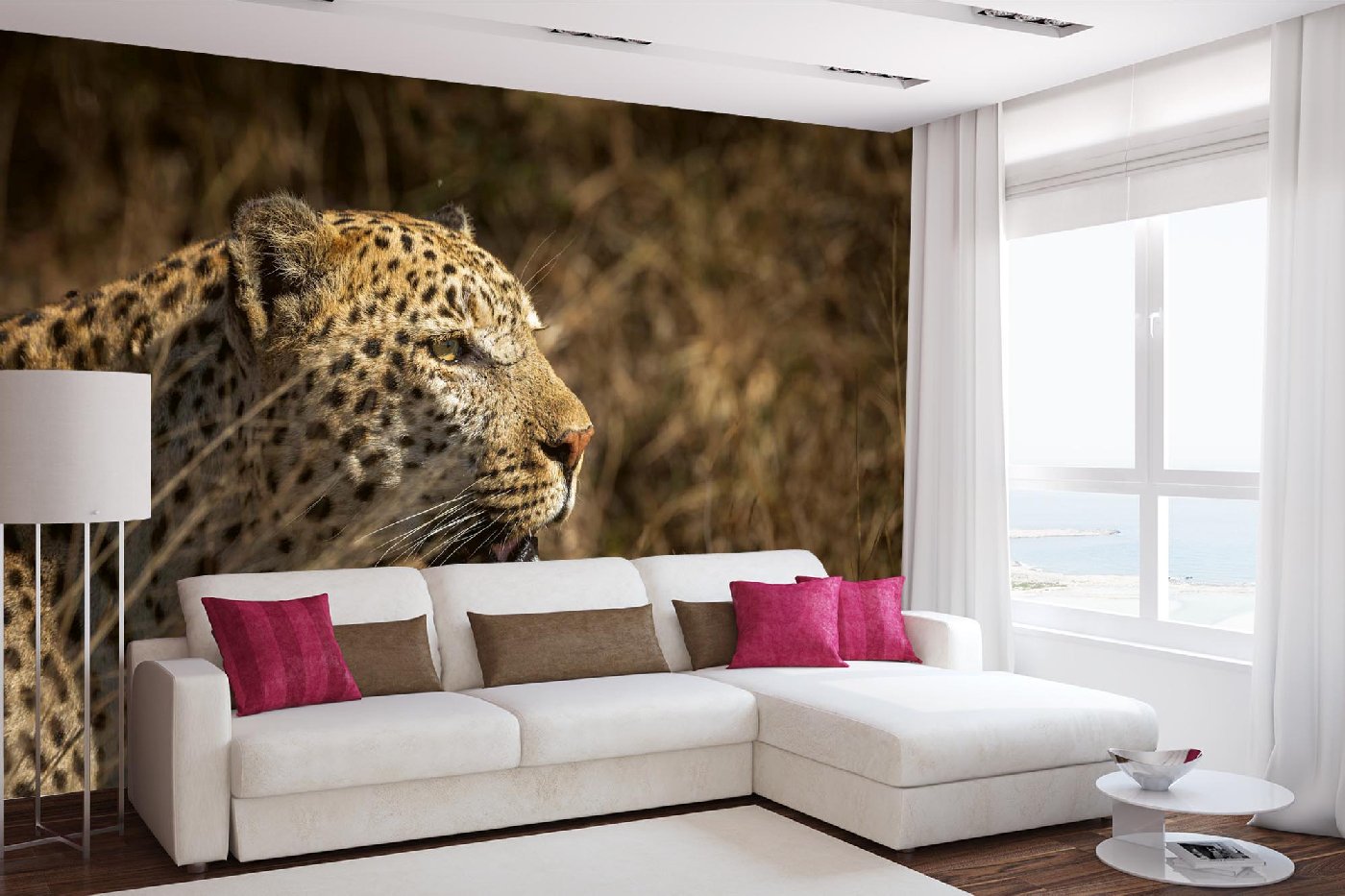 Samolepicí vliesová fototapeta Leopard na lovu 375 x 250 cm