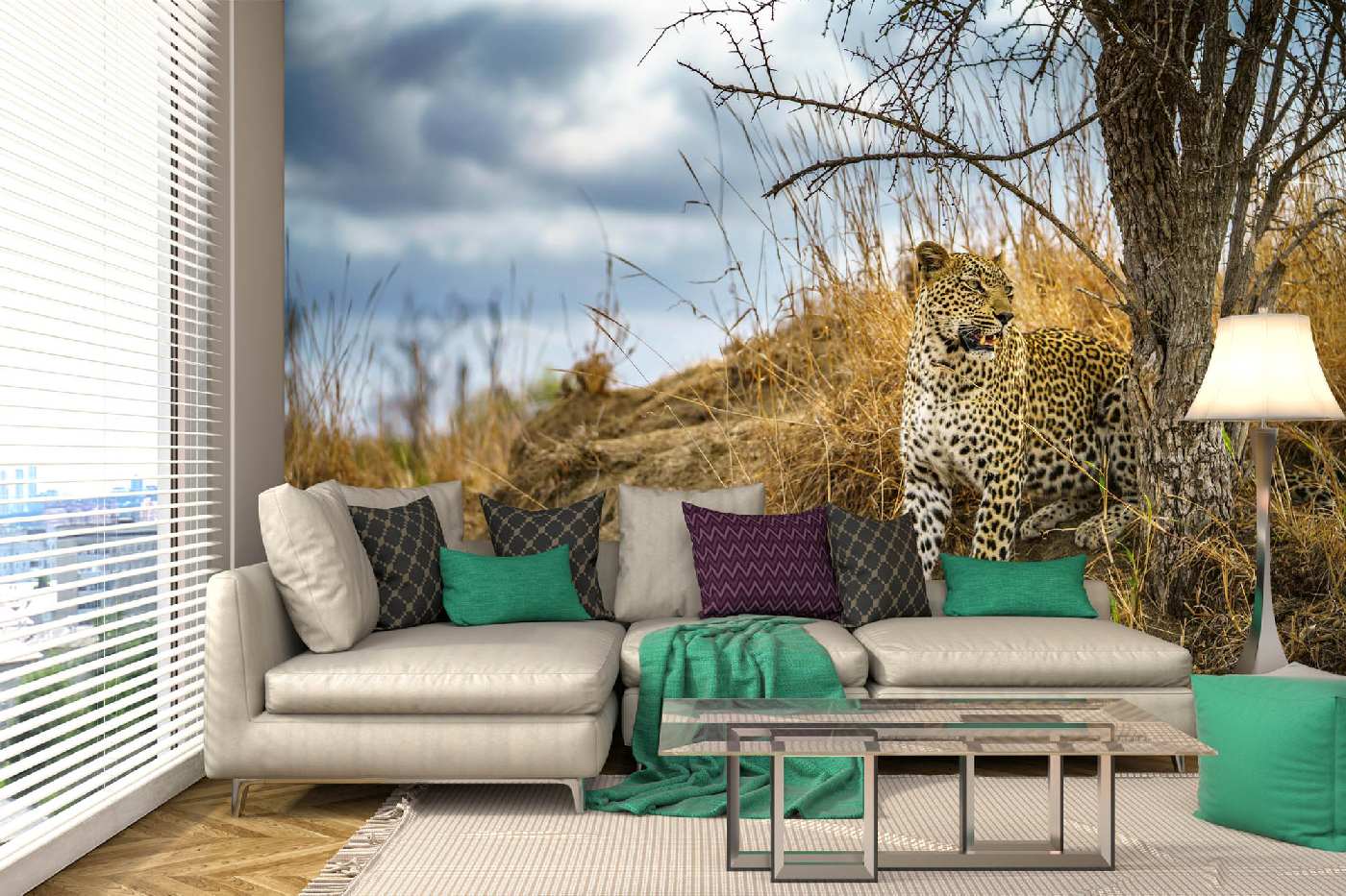 Samolepicí vliesová fototapeta Divoký leopard 375 x 250 cm