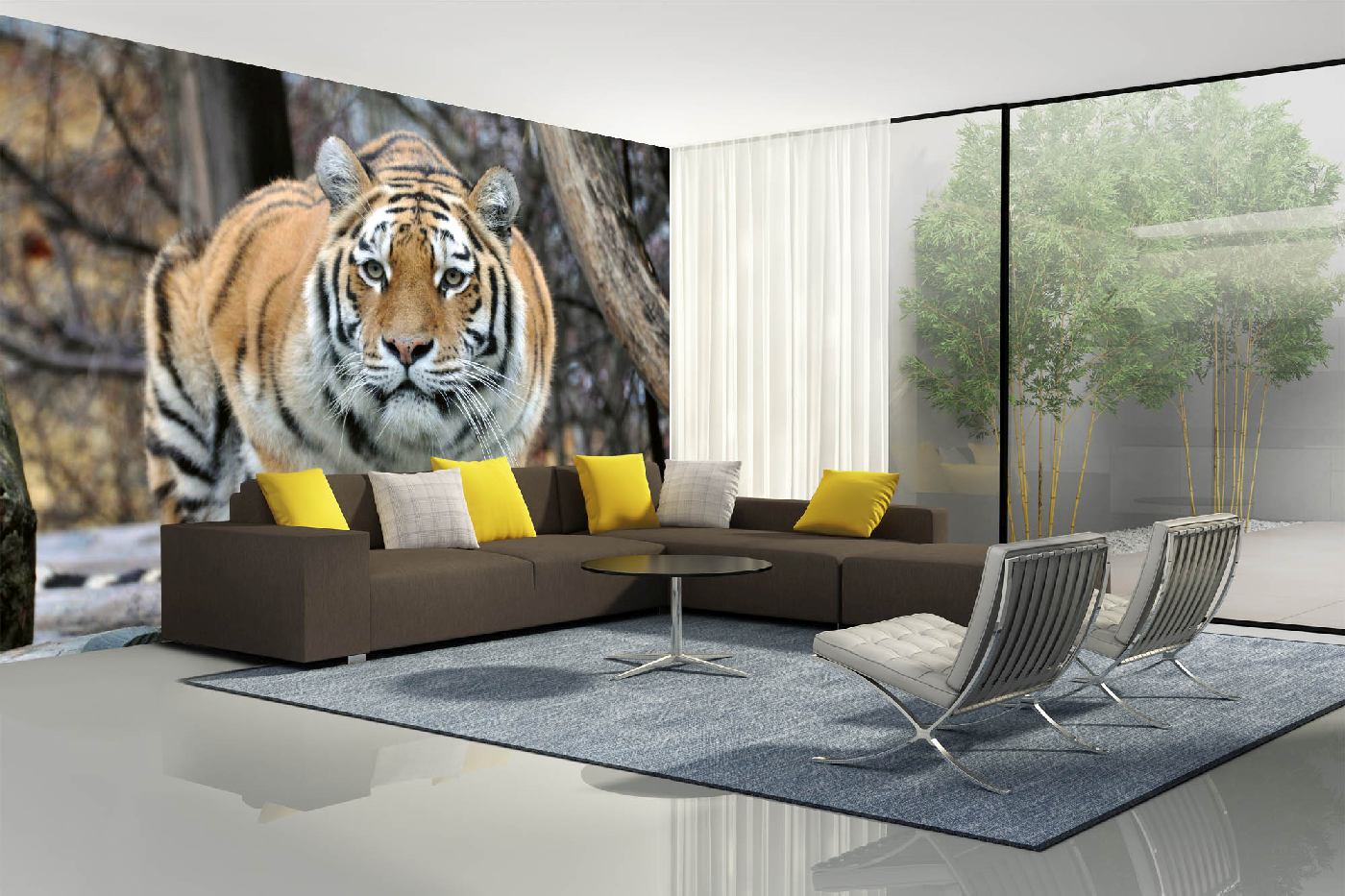 Samolepicí vliesová fototapeta Tygr na lovu 375 x 250 cm