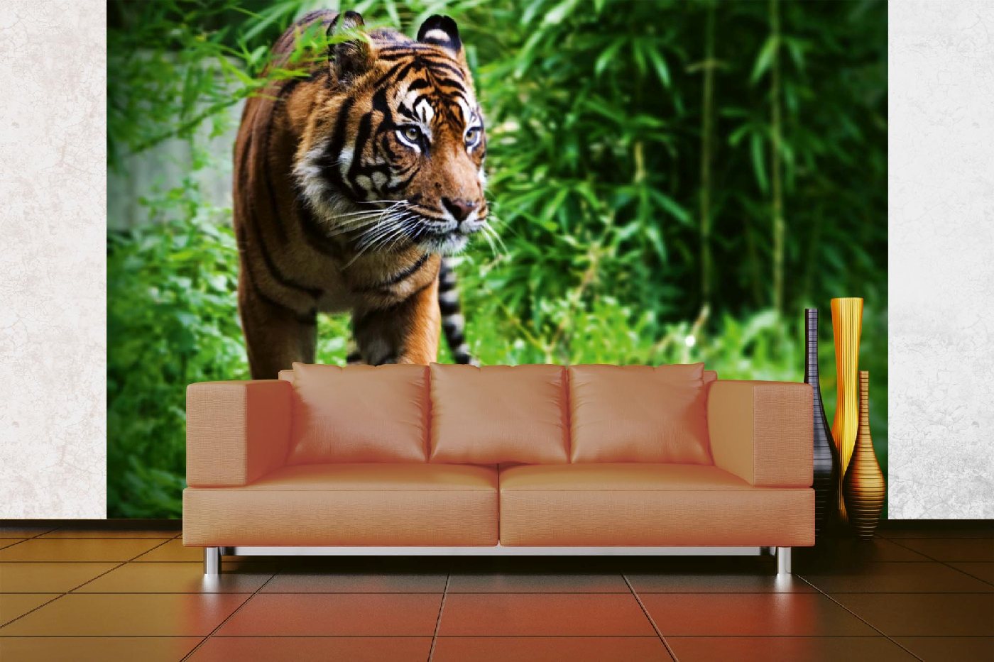 Samolepicí vliesová fototapeta Procházející se tygr 375 x 250 cm