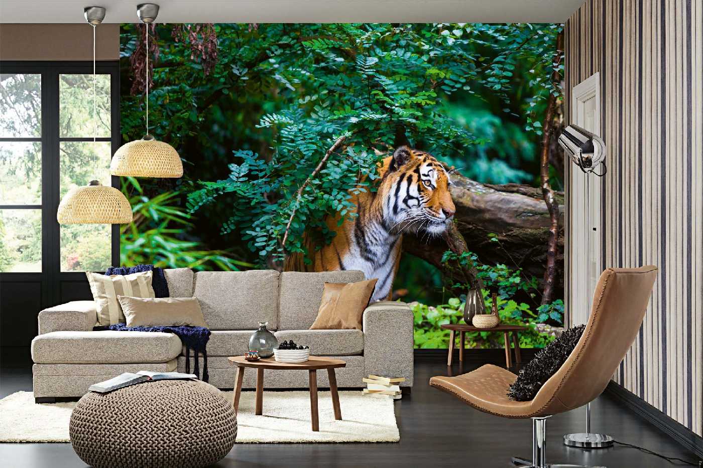 Samolepicí vliesová fototapeta Tygr v džungli 375 x 250 cm