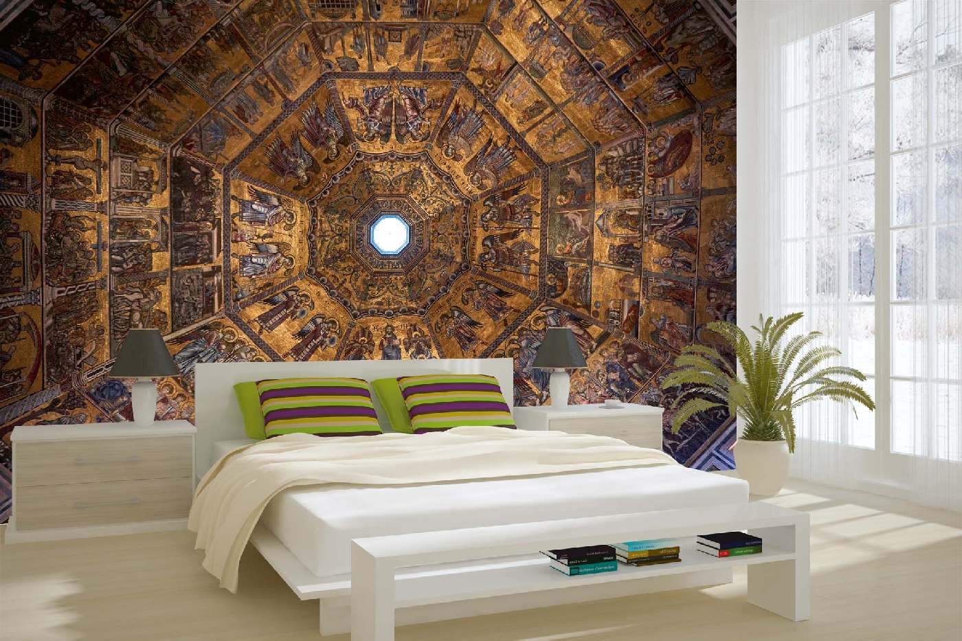Samolepicí vliesová fototapeta Mozaikový strop florentské křtitelnice 375 x 250 cm