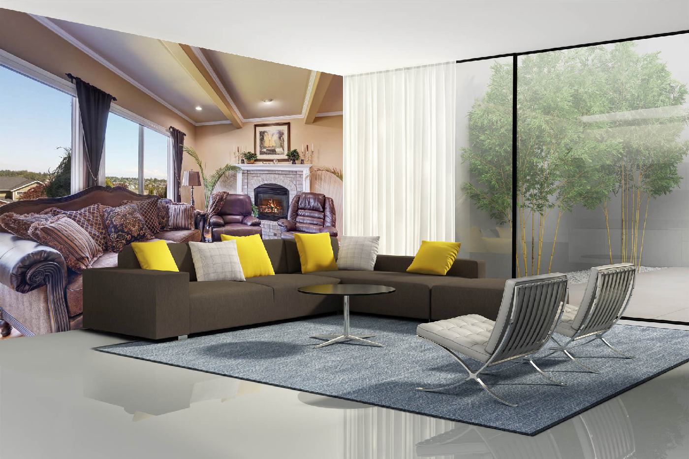Samolepicí vliesová fototapeta Luxusní obývací pokoj 375 x 250 cm