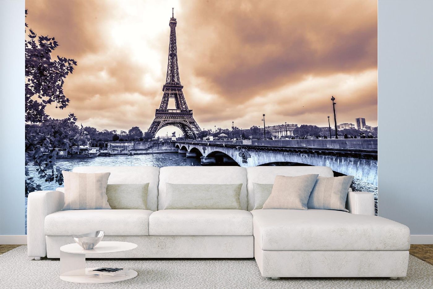 Samolepicí vliesová fototapeta Eiffelova věž v dešti 375 x 250 cm