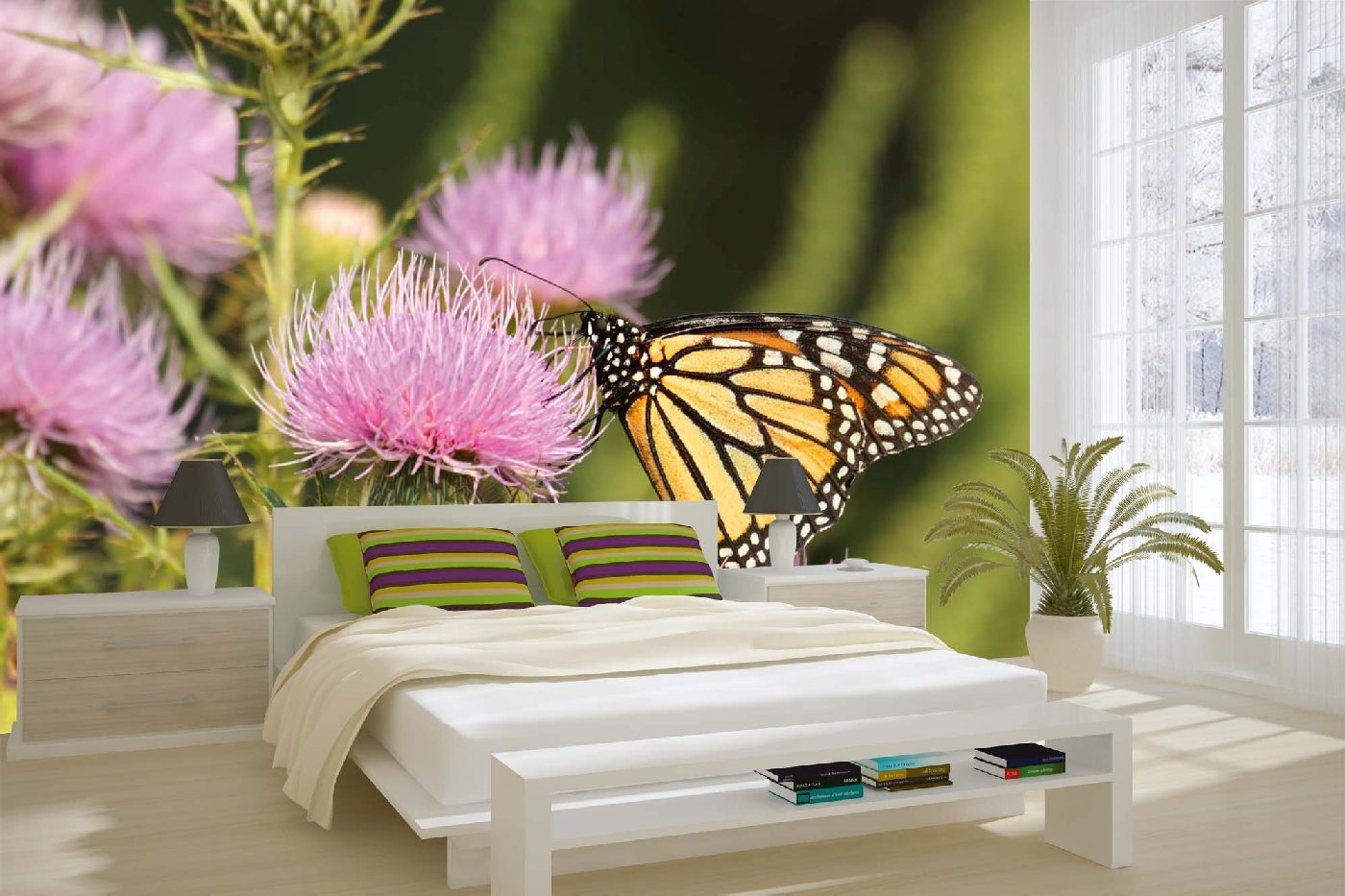 Samolepicí vliesová fototapeta Motýl Monarcha stěhovavý  375 x 250 cm