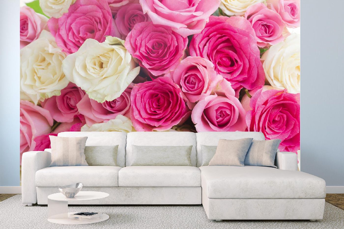 Samolepicí vliesová fototapeta Růžové a bílé růže 375 x 250 cm