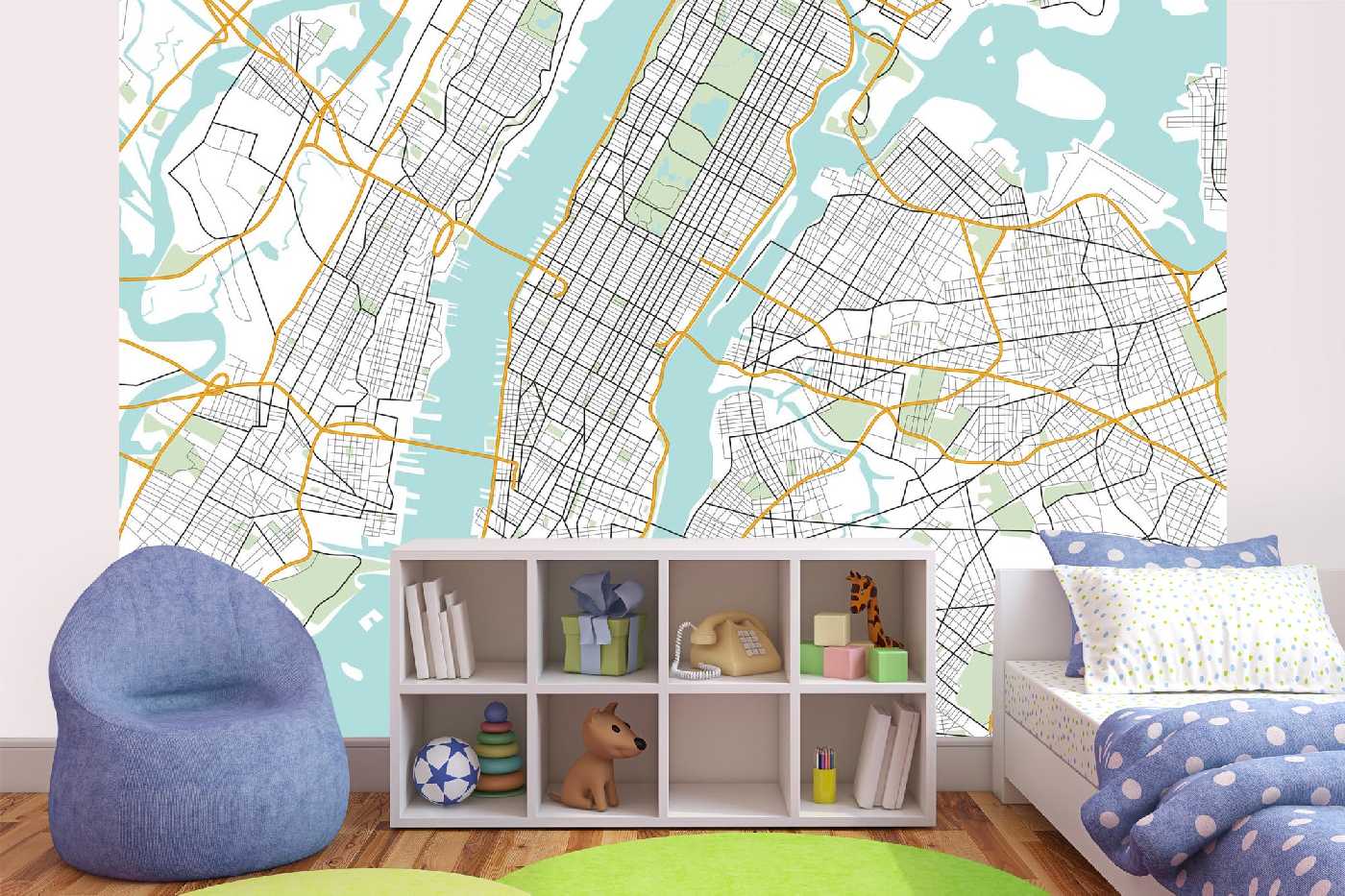Samolepicí vliesová fototapeta Mapa New Yorku 375 x 250 cm