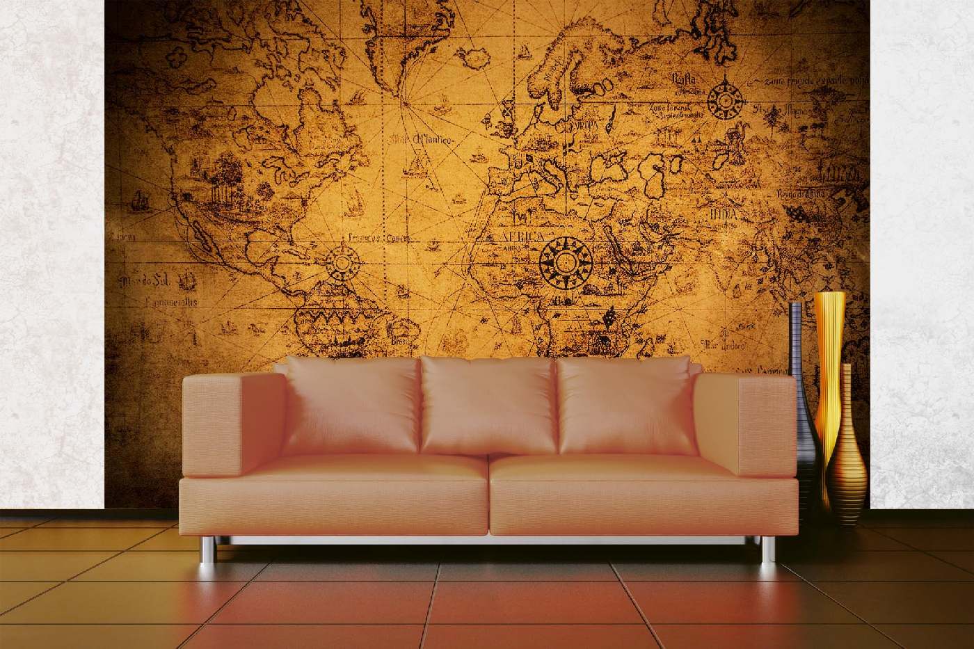Samolepicí vliesová fototapeta Stará mapa světa 375 x 250 cm