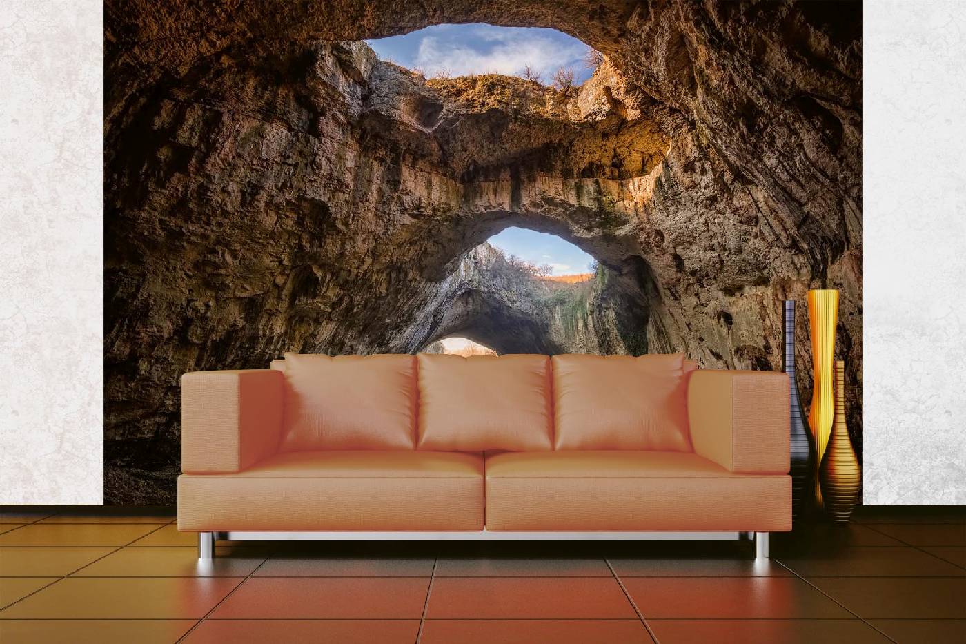 Samolepicí vliesová fototapeta Nádherný pohled z jeskyně 375 x 250 cm