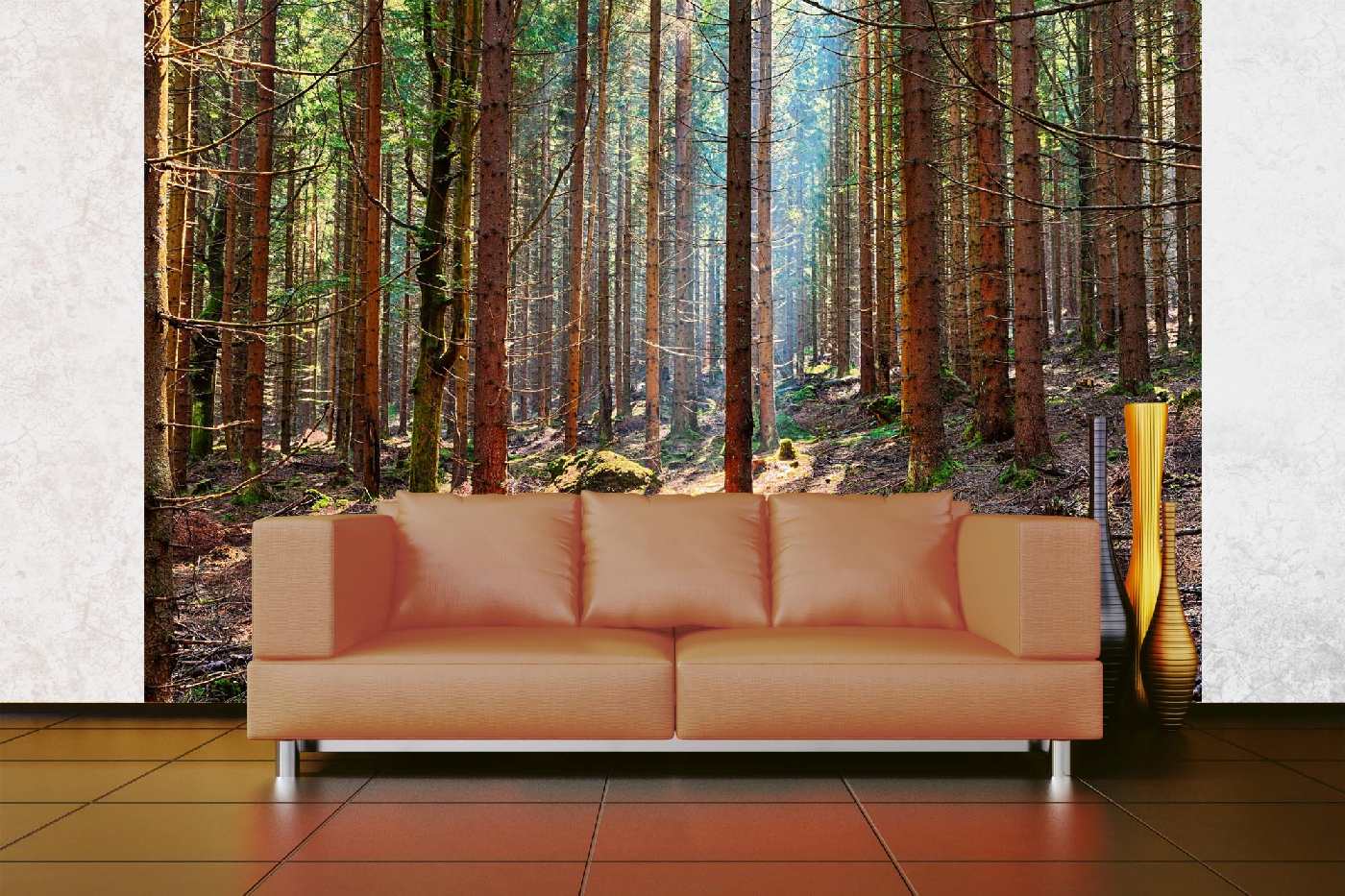 Samolepicí vliesová fototapeta Smrkový les 375 x 250 cm