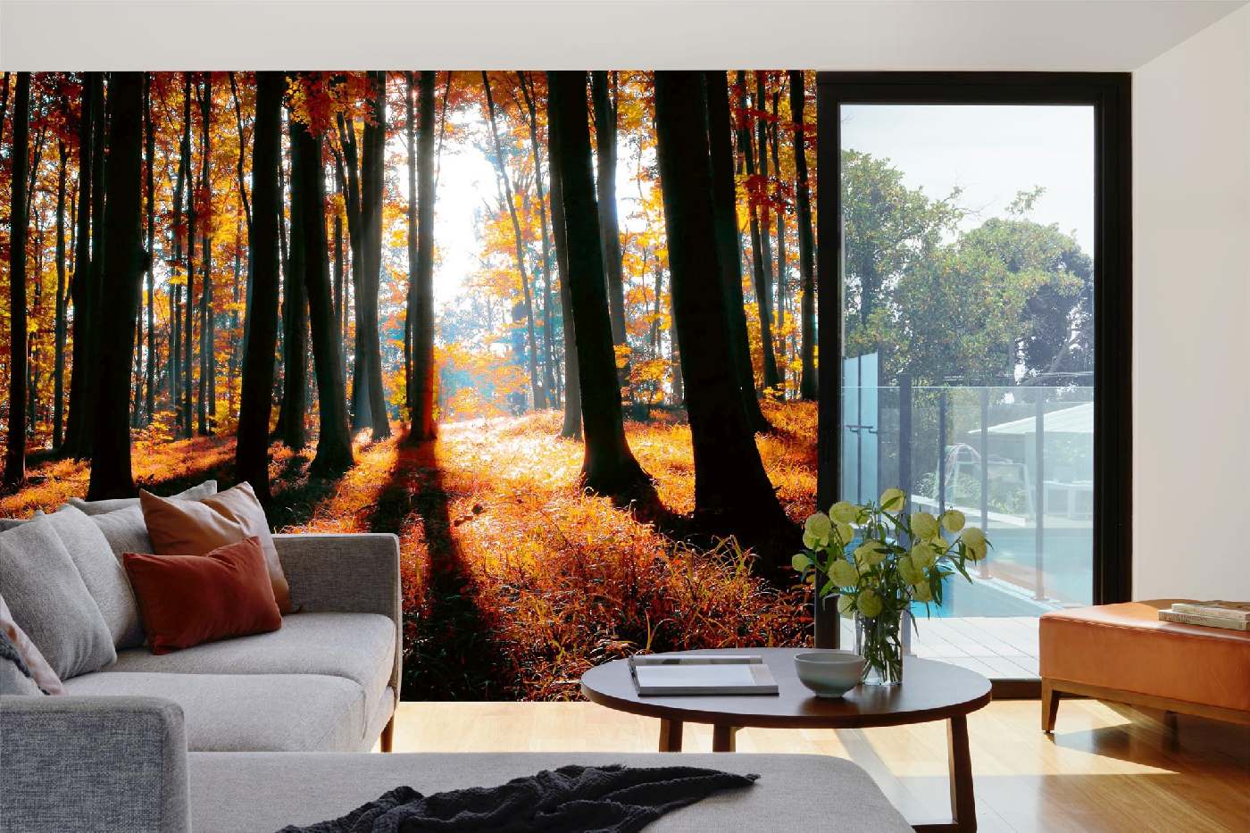 Samolepicí vliesová fototapeta Barevný podzimní les 375 x 250 cm