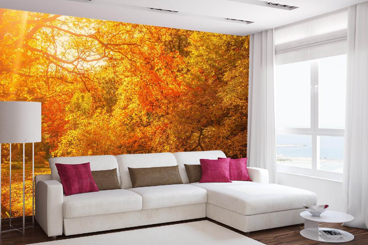 Samolepicí vliesová fototapeta Podzimní javorové stromy 375 x 250 cm