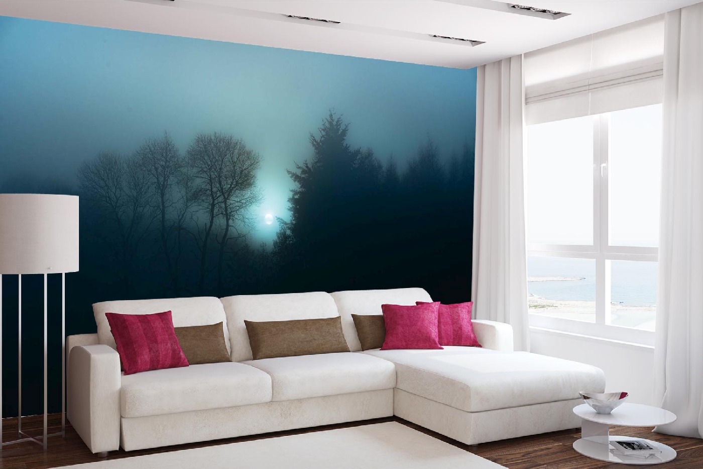 Samolepicí vliesová fototapeta Mlhavý noční les 375 x 250 cm