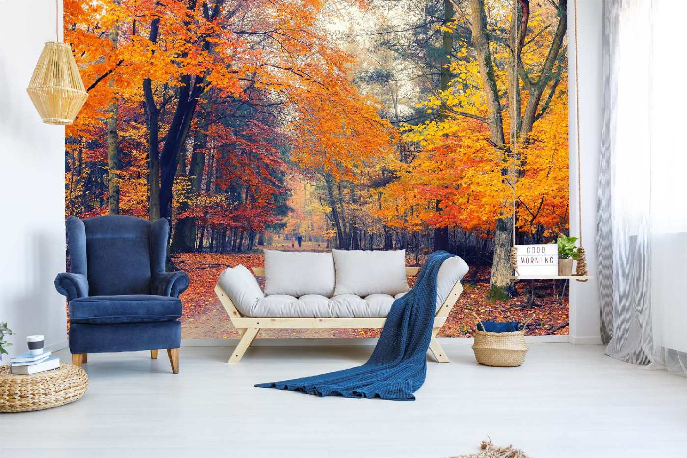 Samolepicí vliesová fototapeta Cesta podzimním parkem 375 x 250 cm