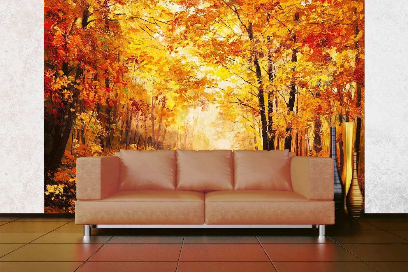 Samolepicí vliesová fototapeta Malba - Podzimní les 375 x 250 cm