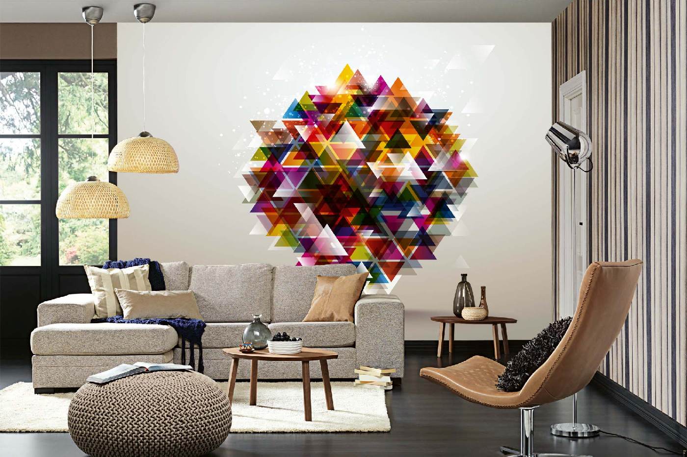 Samolepicí vliesová fototapeta Abstraktní trojúhelníky 375 x 250 cm