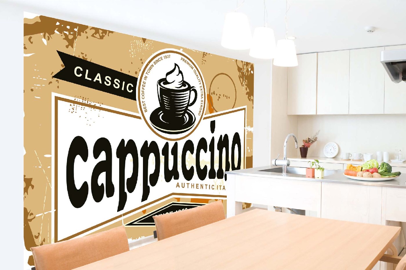 Samolepicí vliesová fototapeta Cappuccino vintage plakát 375 x 250 cm