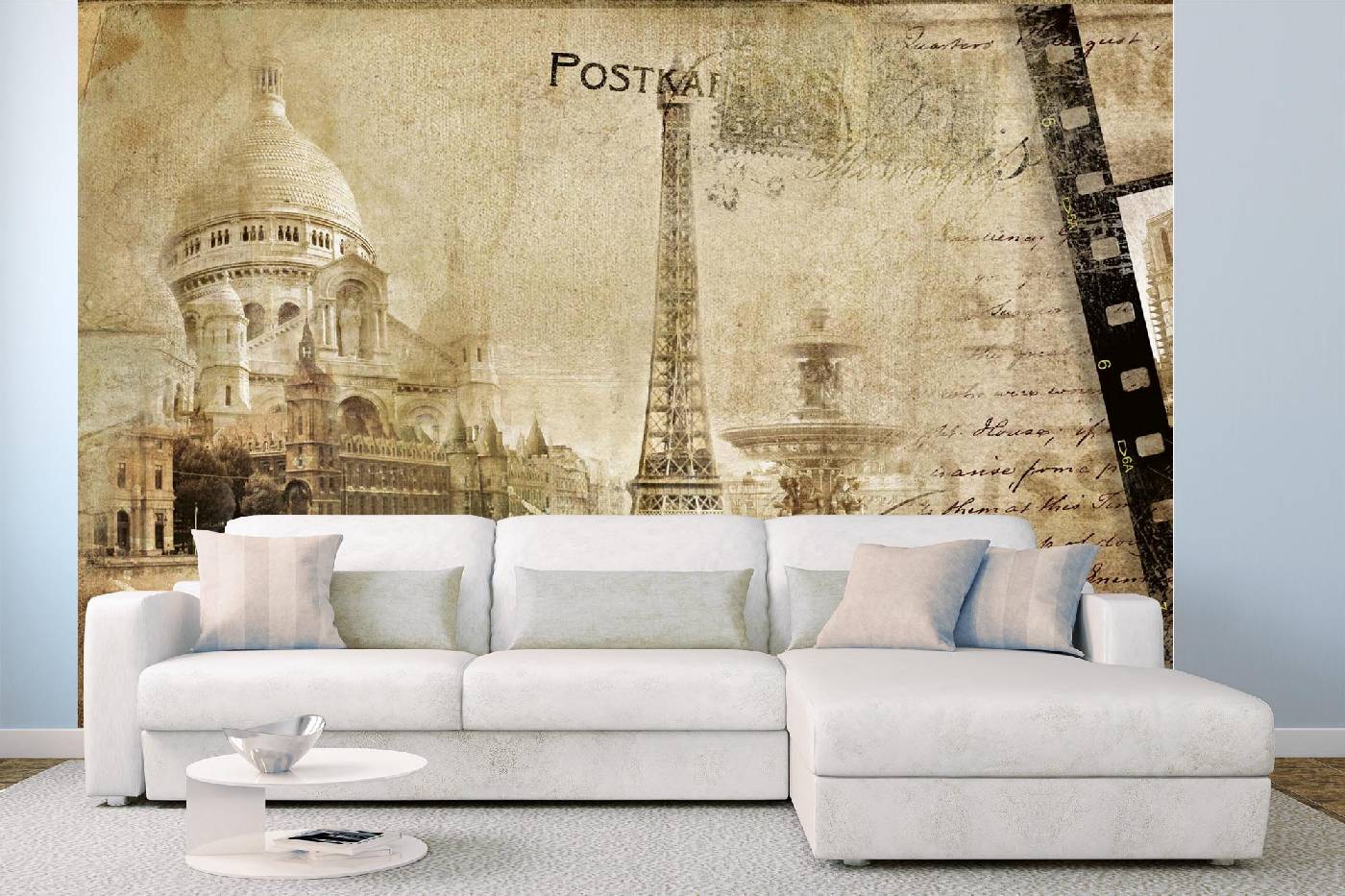Samolepicí vliesová fototapeta Retro pařížská pohlednice 375 x 250 cm