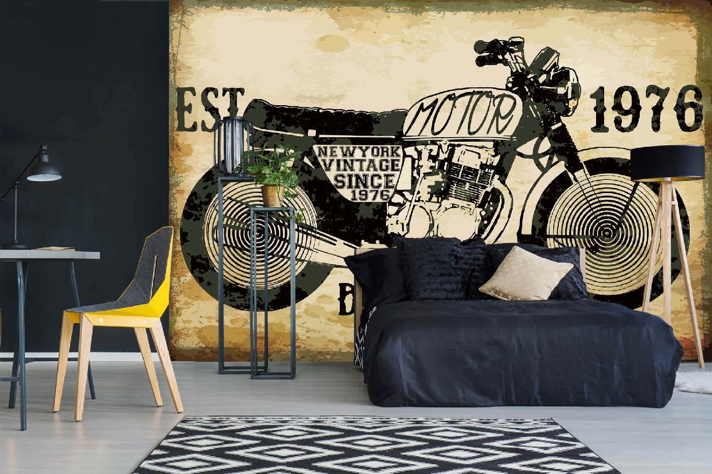 Samolepicí vliesová fototapeta Retro motocyklový plakát 375 x 250 cm