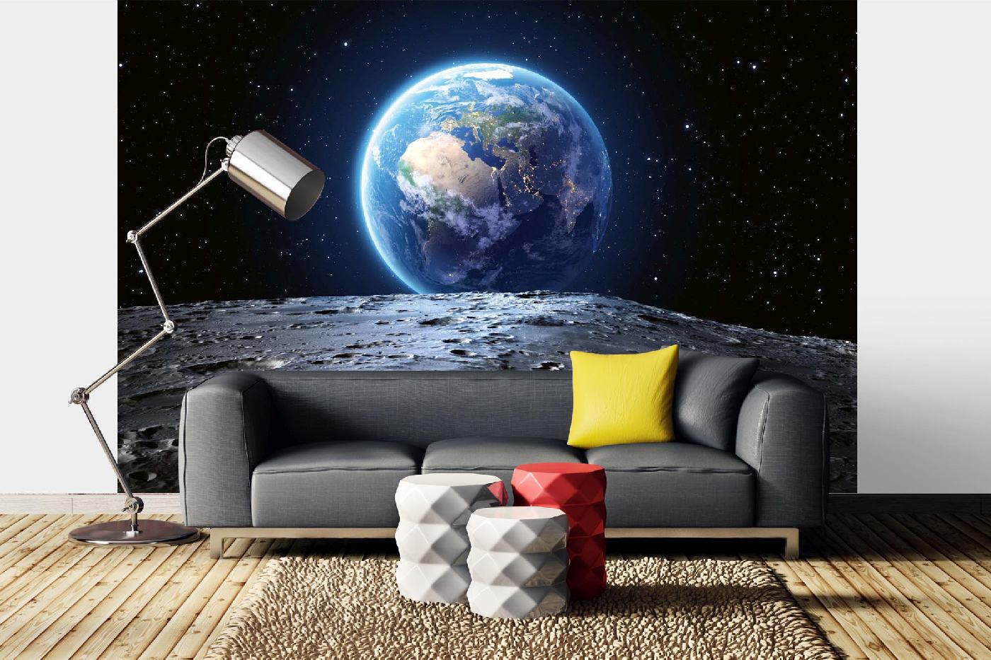 Samolepicí vliesová fototapeta Planeta Země z Měsíce 375 x 250 cm