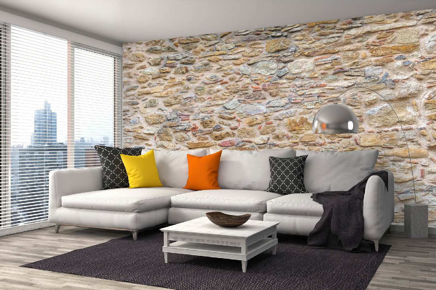 Samolepicí vliesová fototapeta Béžová kamenná zeď 375 x 250 cm