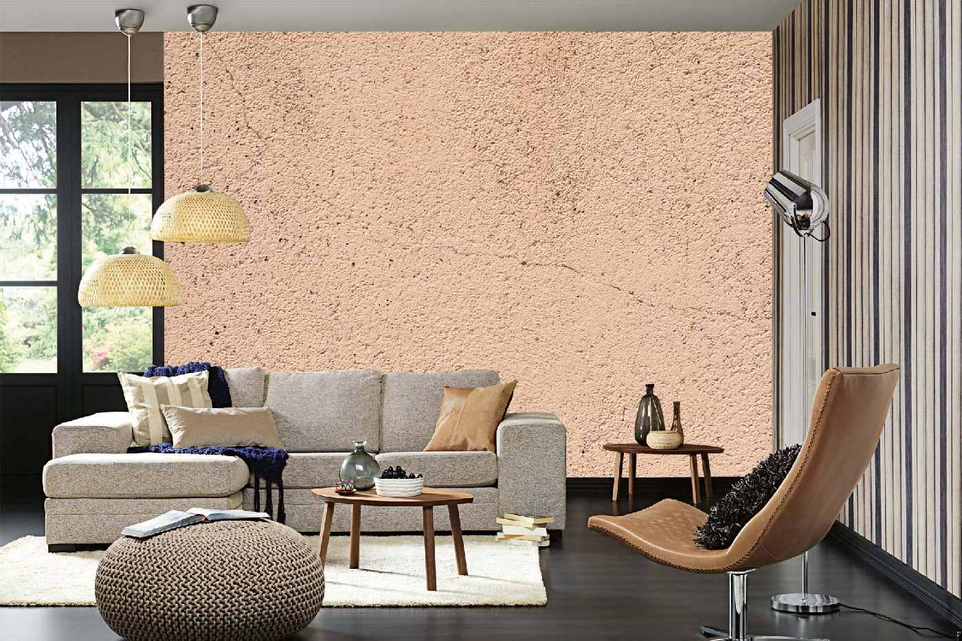 Samolepicí vliesová fototapeta Růžová cementová zeď 375 x 250 cm