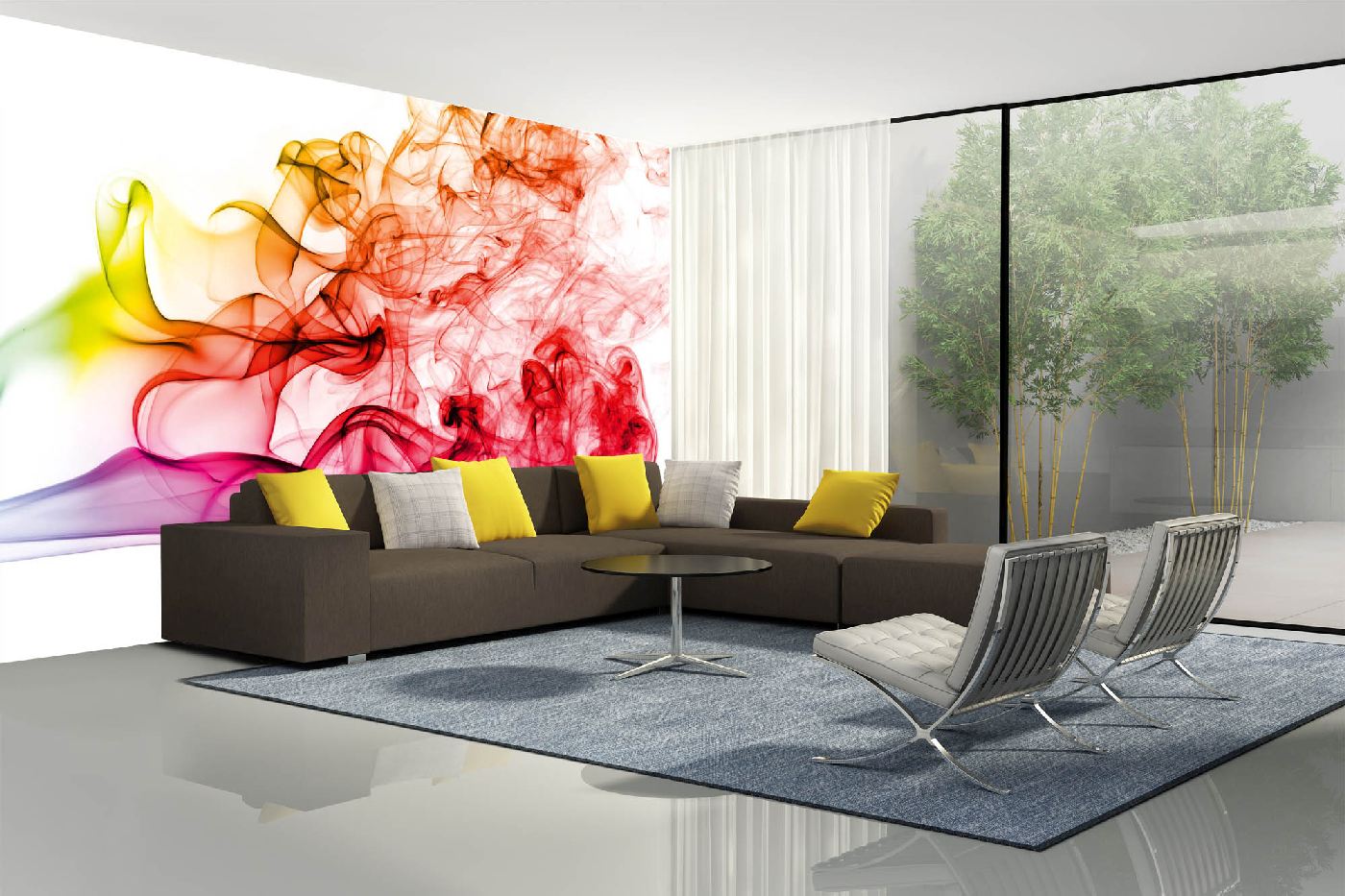 Samolepicí vliesová fototapeta Abstraktní barevný kouř 375 x 250 cm