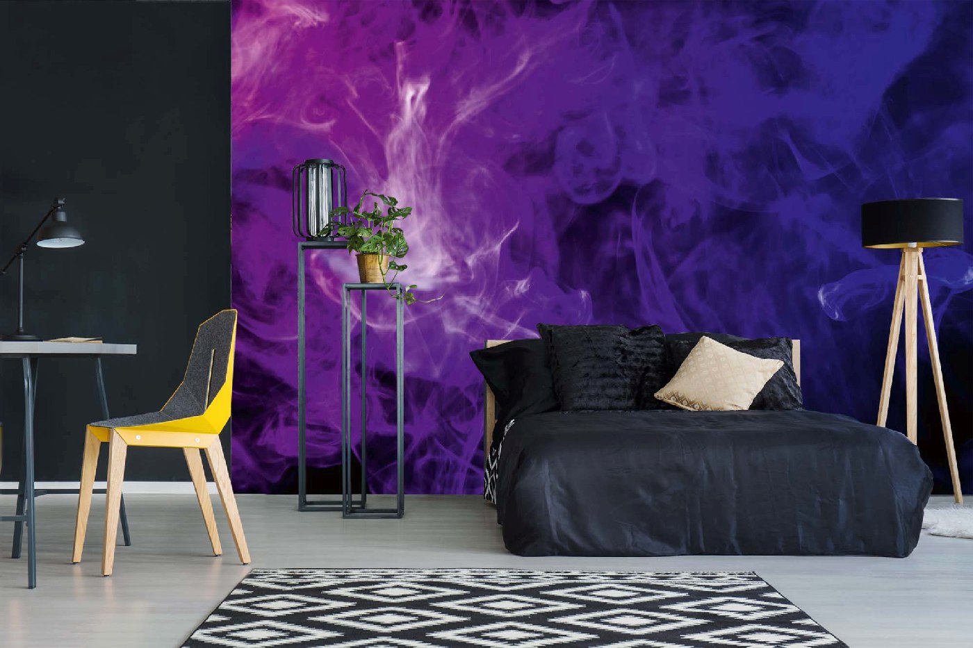 Samolepicí vliesová fototapeta Tmavě fialový kouř 375 x 250 cm