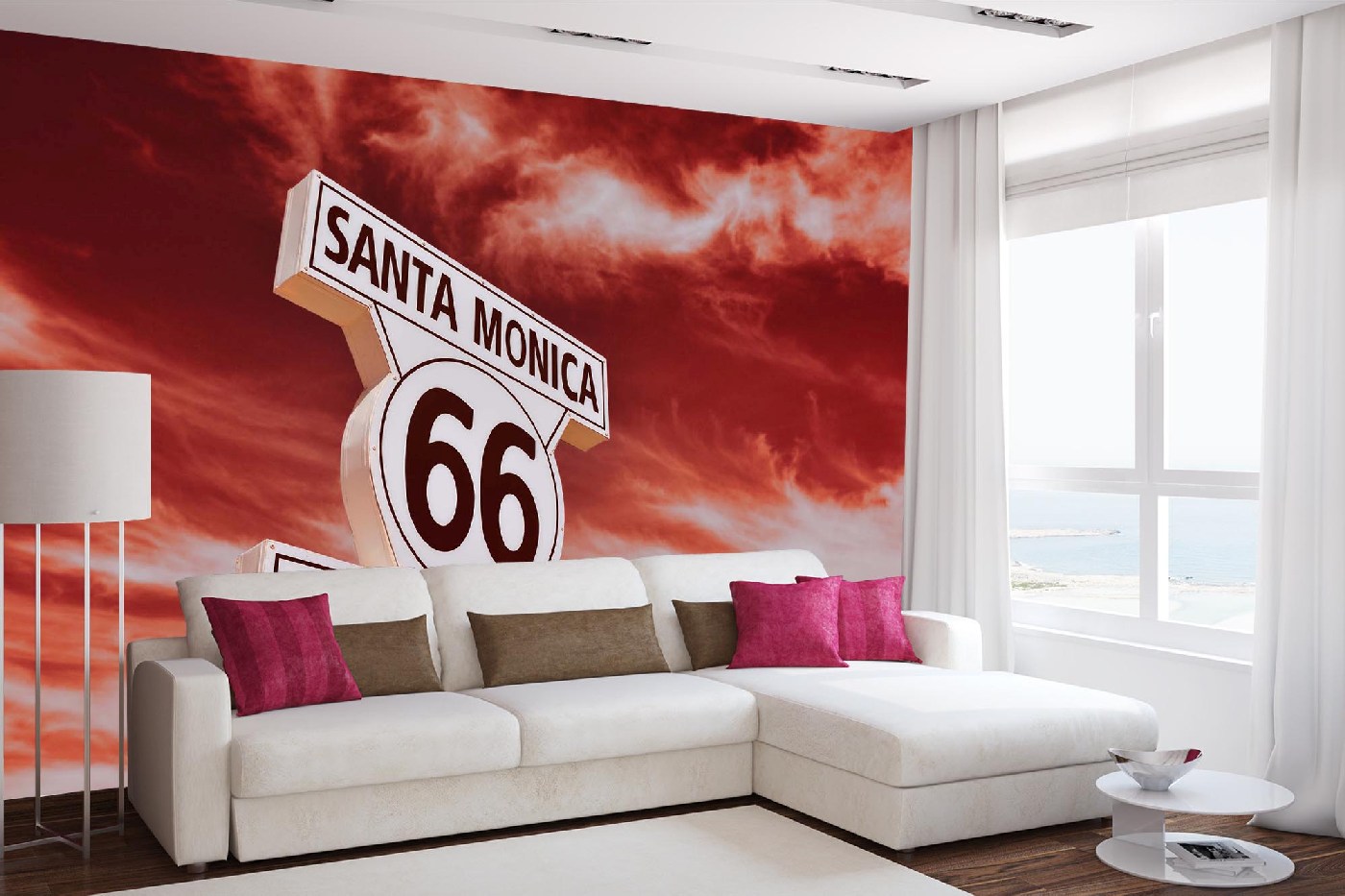 Samolepicí vliesová fototapeta Route 66 v Santa Monice 375 x 250 cm