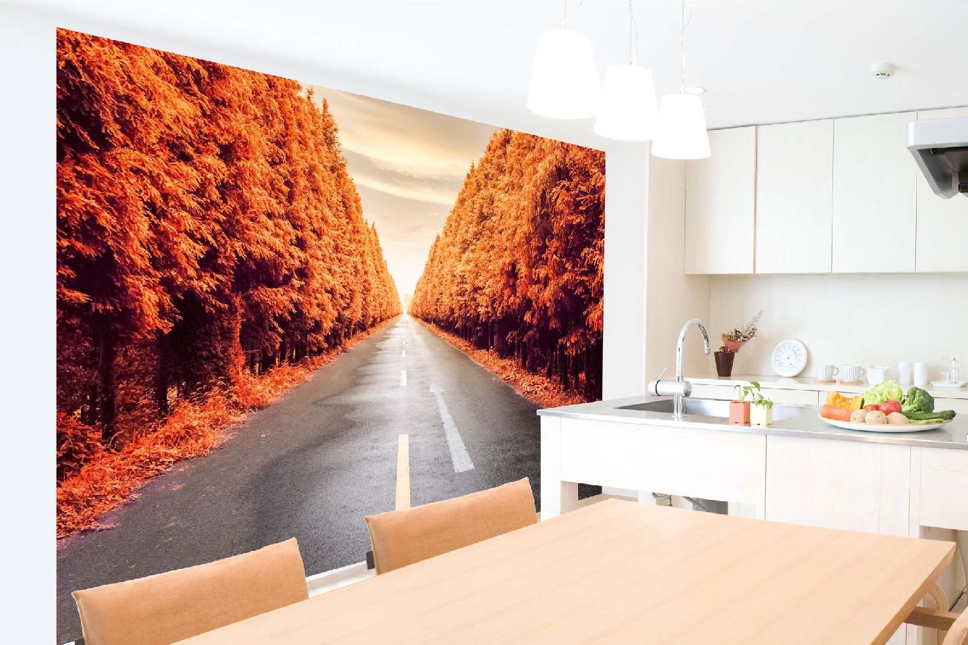 Samolepicí vliesová fototapeta Podzimní silnice 375 x 250 cm